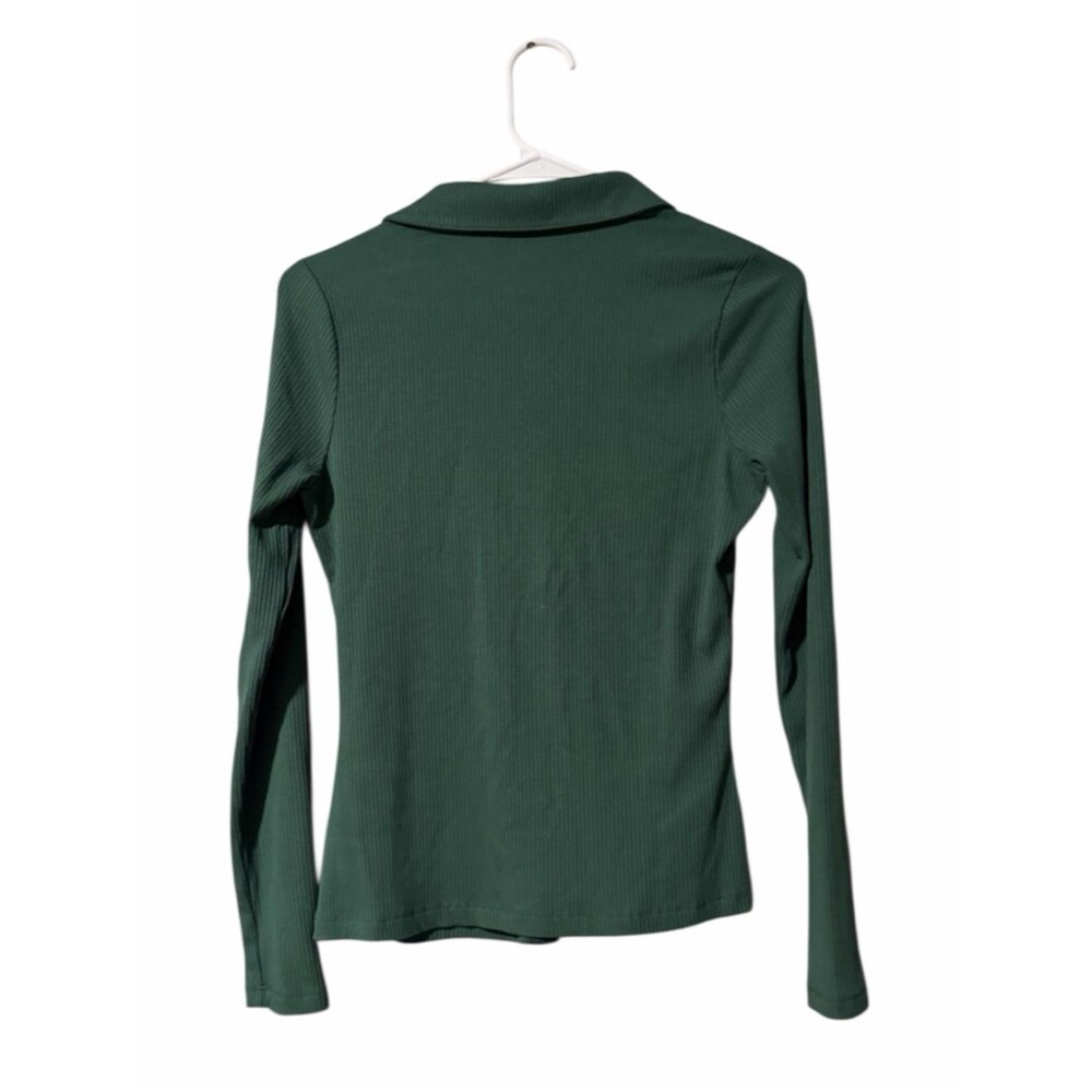 Boden Jewelled Button Ribbed Shirt In Green Size 6 - Picture 3 of 5